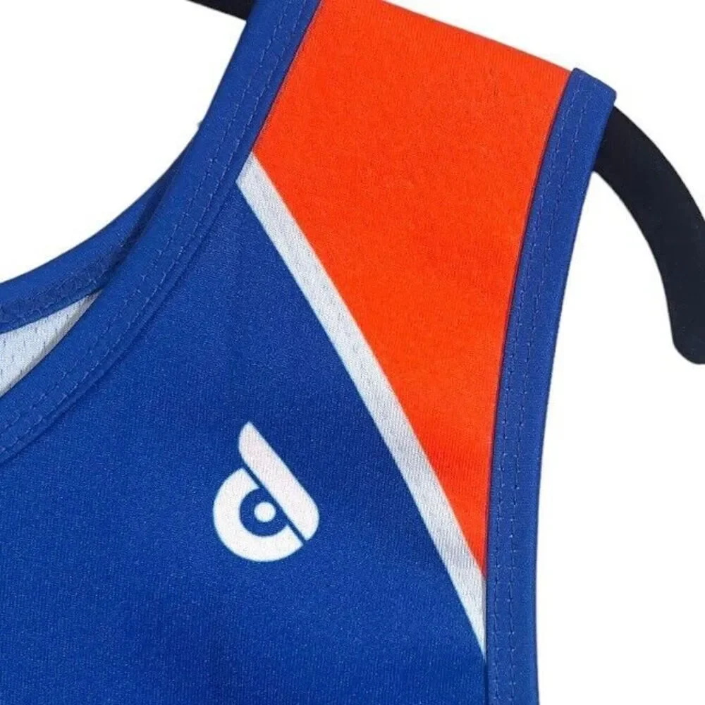 Rhino Lacrosse Academy Reversible Jersey Top Youth L/XL White Blue Orange# 18‎